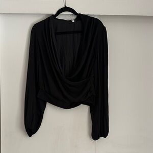 Glam Elegant Black Drape Top